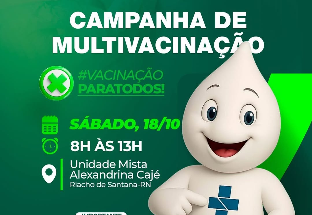 Campanha de Multivacinação acontece neste sábado em Riacho de Santana